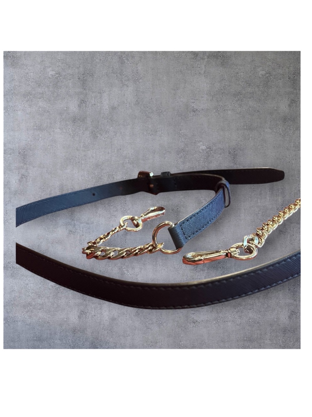 Michael Kors Navy Chain and Leather Crossbody Handbag Strap.